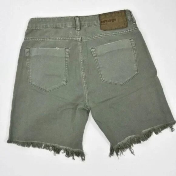 One Teaspoon Stevies Shorts Super Khaki Distressed Frayed Shorts Size 25 - Picture 2 of 7